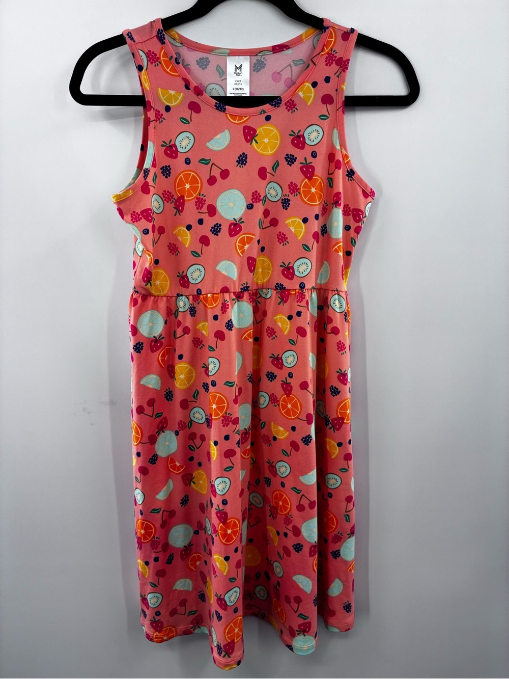 Member’s Mark Girls' Pink Fruit-Print Sleeveless Dress size Large 10/12